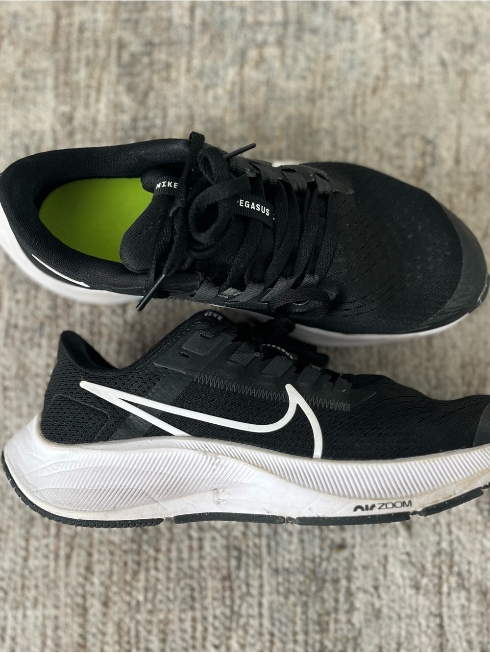 Nike Pegasus Running Sneakers - Black with White Swoosh